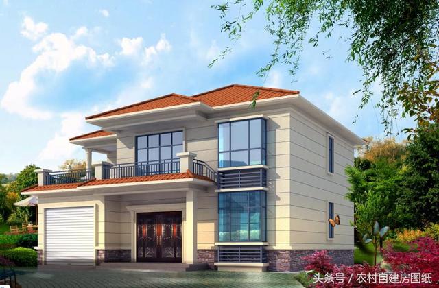 13×12米二層農(nóng)村小別墅設(shè)計圖，帶車庫