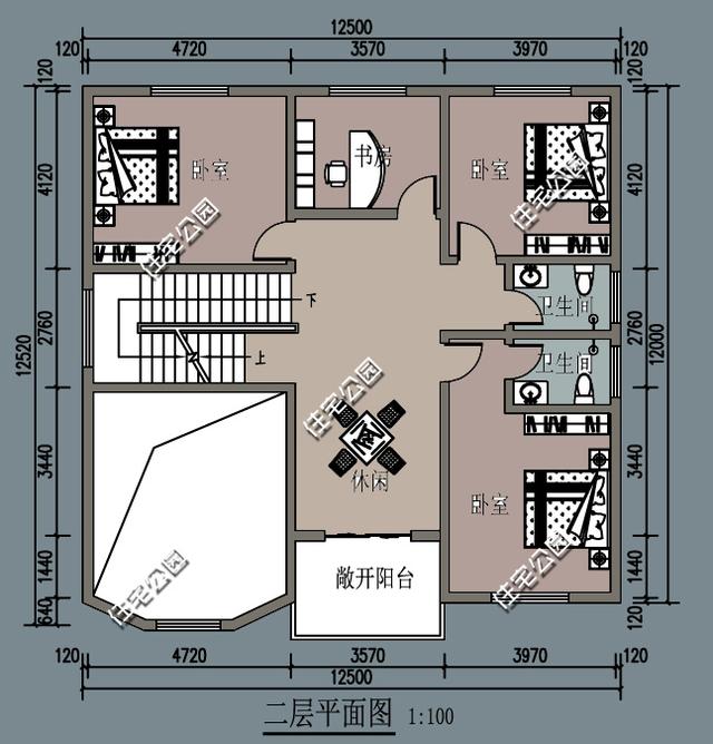 12X12米農村二層房屋設計圖，外觀氣派，帶露臺