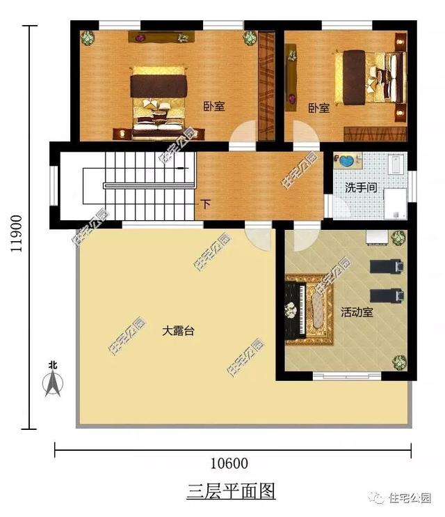 3款帶車庫的兩層半小別墅設計圖，造價30萬左右