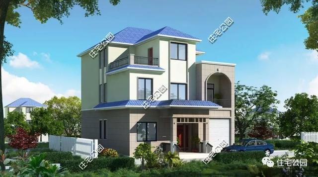 3款帶車庫的兩層半小別墅設計圖，造價30萬左右