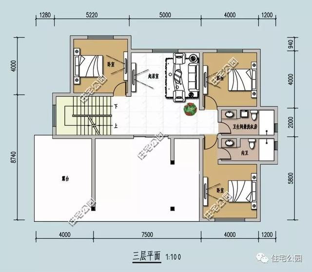 3款帶車庫的兩層半小別墅設計圖，造價30萬左右