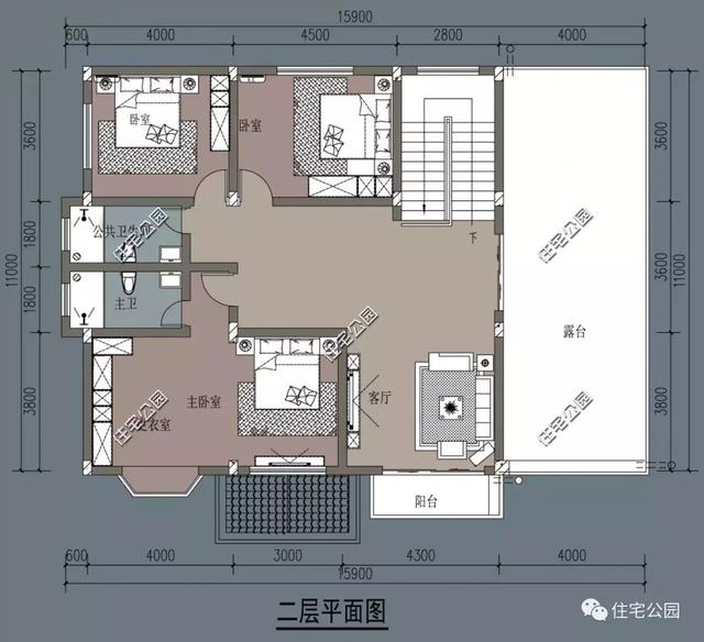 15X11米農村兩層別墅設計方案，5室3廳帶露臺