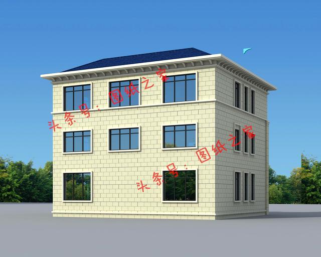 新農村復式三層樓房設計圖，旋轉樓梯