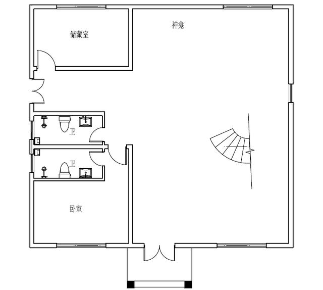 新農村復式三層樓房設計圖，旋轉樓梯