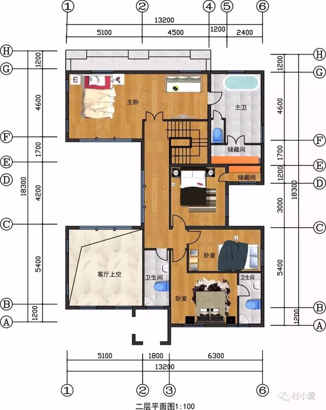 13×18m歐式二層小別墅設計圖，凹形布局有致