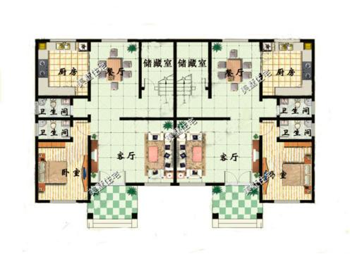 3款兩層雙拼小別墅戶型圖，兄弟建房首選雙拼