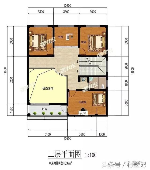 平頂帶挑空客廳三層別墅設計圖，110平宅基地首選