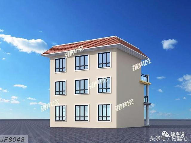 平頂帶挑空客廳三層別墅設計圖，110平宅基地首選