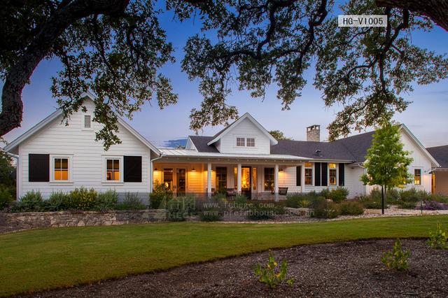 一層田園風格別墅圖片，附室內裝修圖