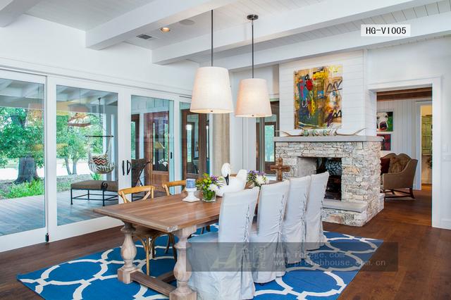 一層田園風格別墅圖片，附室內裝修圖