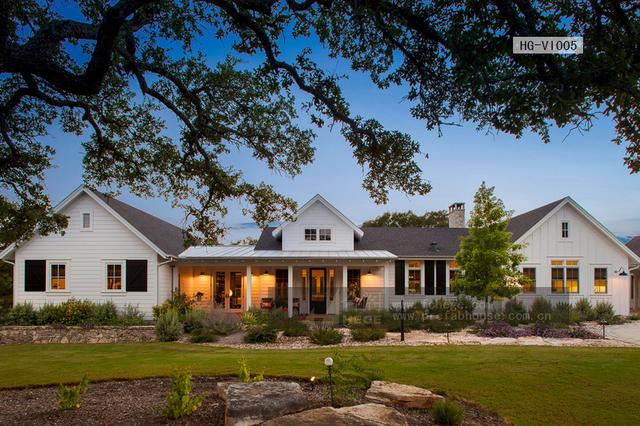 一層田園風格別墅圖片，附室內裝修圖