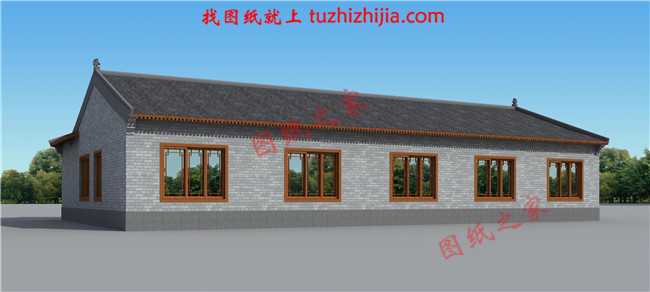 一層三合院自建房屋圖紙,外觀不僅古樸洋氣,而且戶型實用