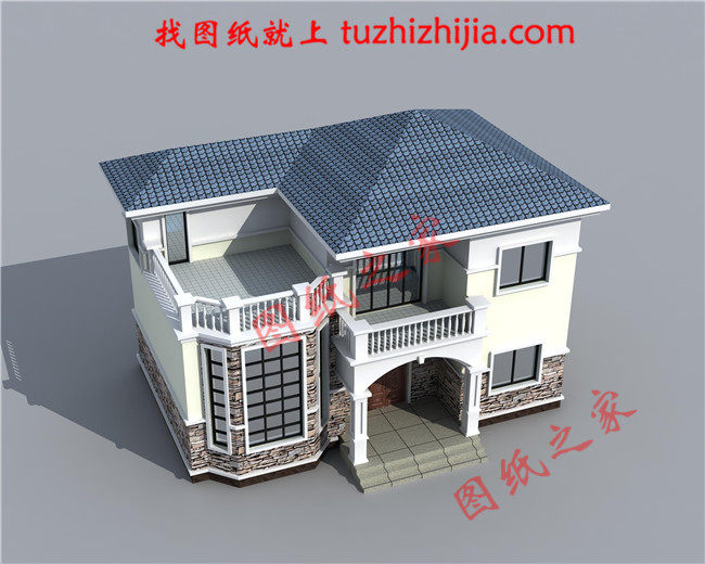 經典二層100平米左右新農村房屋設計圖紙及效果圖,客廳中空,造價20萬