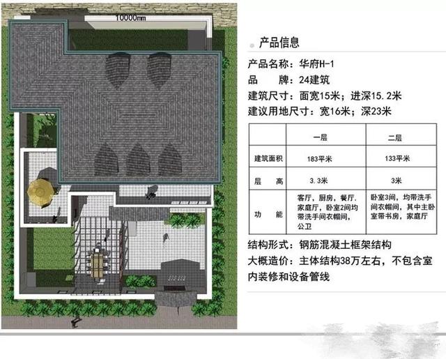 15*15米帶院子中式二樓別墅設計圖，品質生活就靠它了