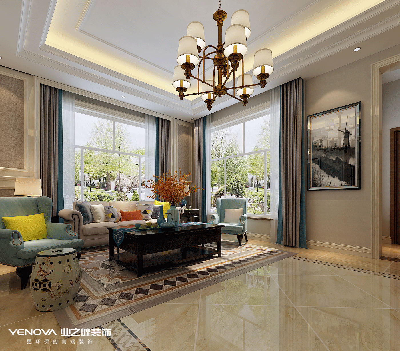 碧桂園別墅設計美式風格裝修效果圖,高端、大氣