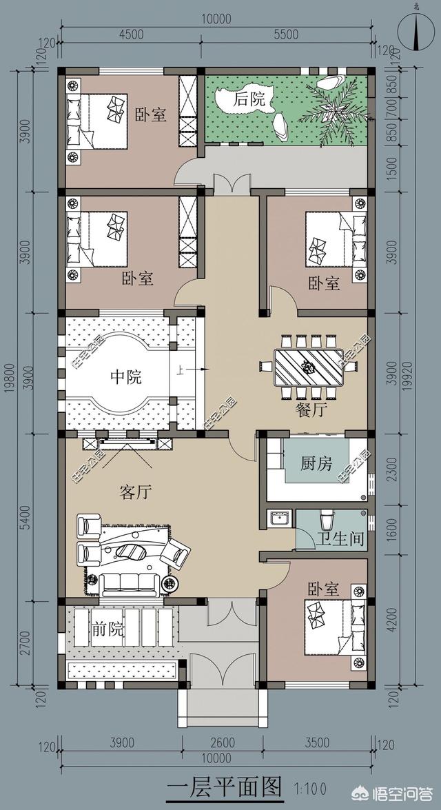 10X25米的帶庭院自建中式合院設計方案如何做？
