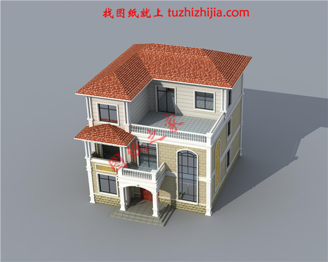 歐式大氣三層小別墅設計圖紙,外觀、造型大方,色彩明快