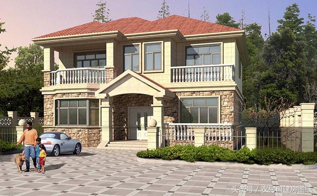 帶堂屋二層農村小樓圖，35萬建好主體