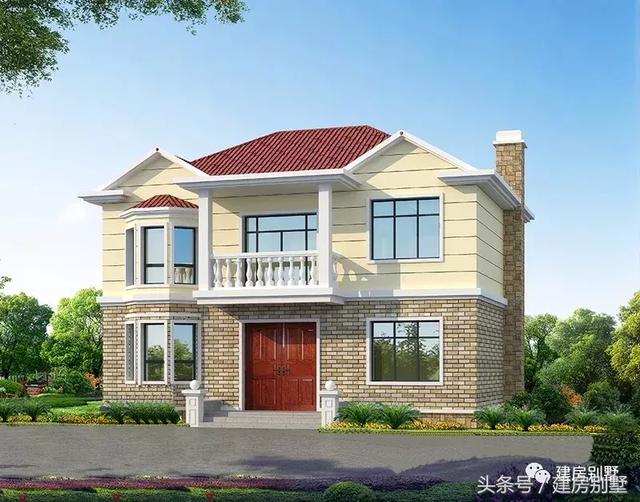 簡(jiǎn)單二層帶飄窗的農(nóng)村小樓圖，實(shí)用、造價(jià)低