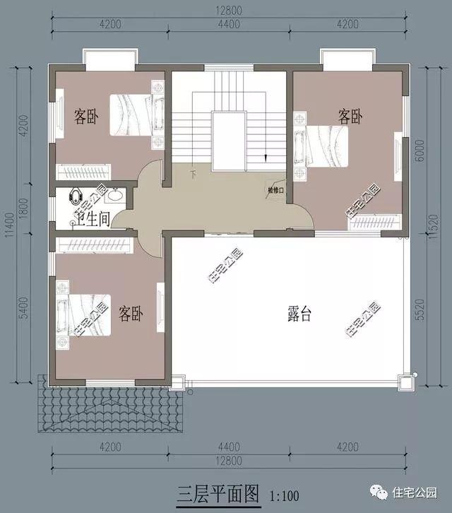 12X11米農(nóng)村3層自建樓房設(shè)計圖，經(jīng)典戶型