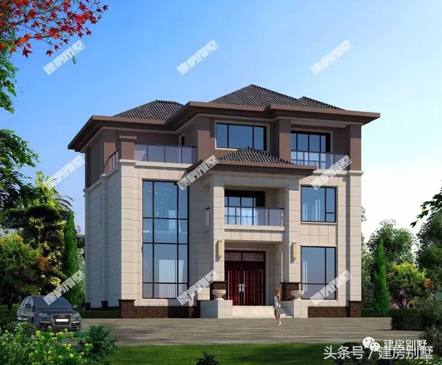 4款面寬為11米左右的三層別墅設計方案圖，都是全新設計