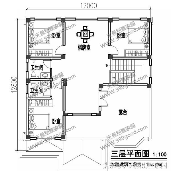 12X13米農(nóng)村三層樓房設(shè)計(jì)圖，外觀大氣