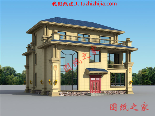 三間三層房子設(shè)計圖，高端三層樓房設(shè)計圖，三層兩個大露臺