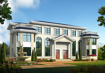 農村二層半雙拼別墅設計圖，客廳中空，帶大露臺