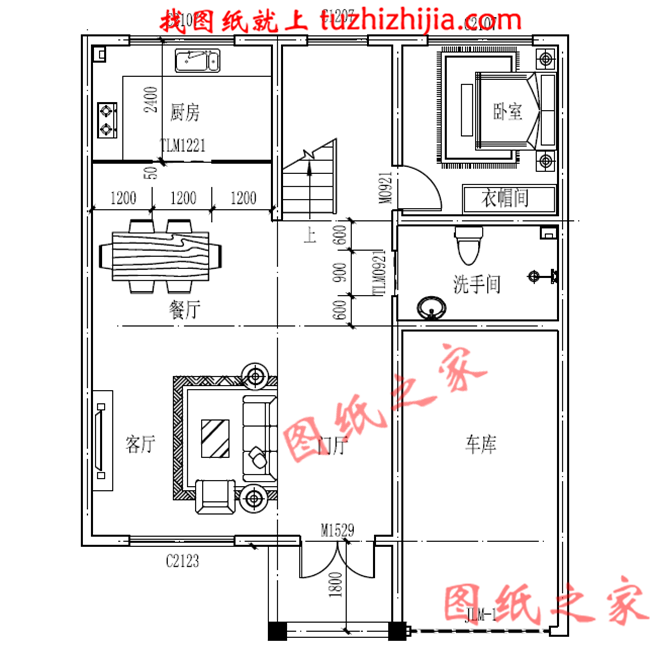 新農(nóng)村三層樓房設(shè)計圖，占地90平米，帶車庫，帶大露臺