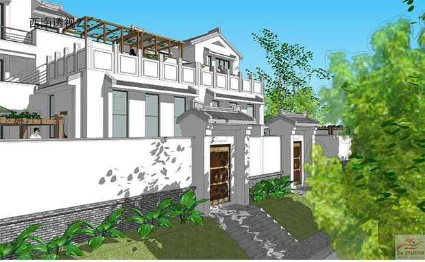 中式兄弟倆雙拼別墅設計方案圖，經典中的經典