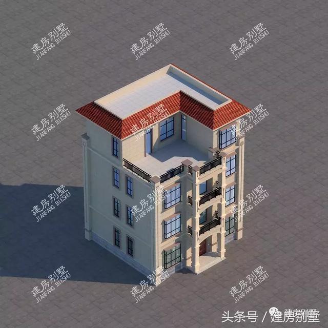 平屋頂四層農村房屋設計方案圖，旺財的戶型