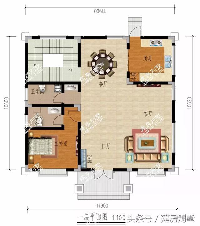 平屋頂四層農村房屋設計方案圖，旺財的戶型
