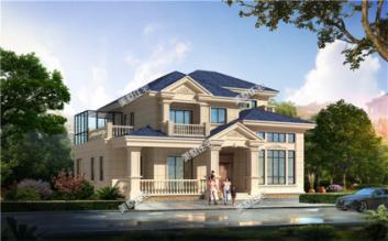 16*12米帶陽光房二層小別墅設計圖，張揚兼奢華