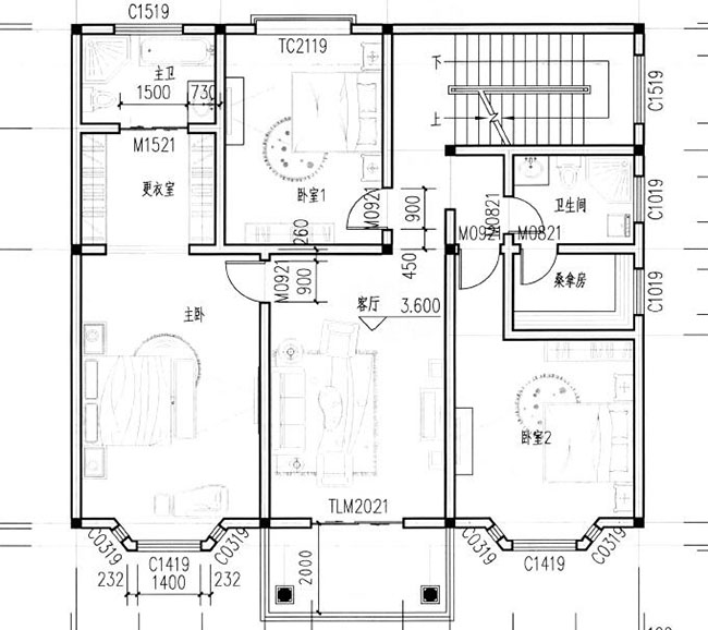 農(nóng)村二層半別墅設(shè)計(jì)設(shè)計(jì)圖（帶閣樓），戶型經(jīng)典實(shí)用