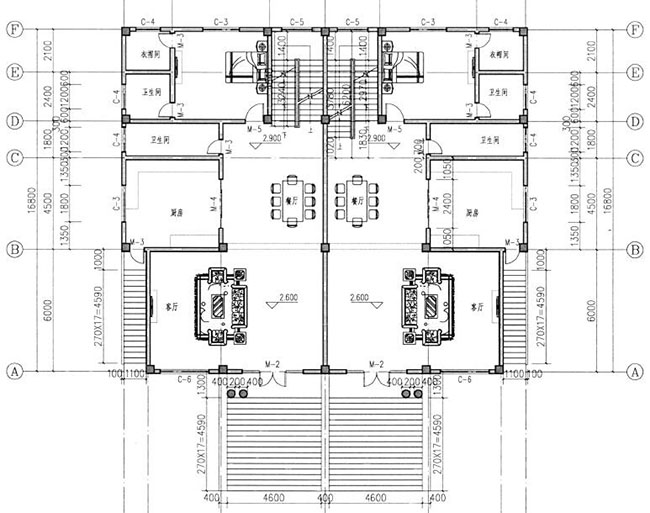 三層半（四層）雙拼別墅房屋設計圖，外觀大氣、漂亮