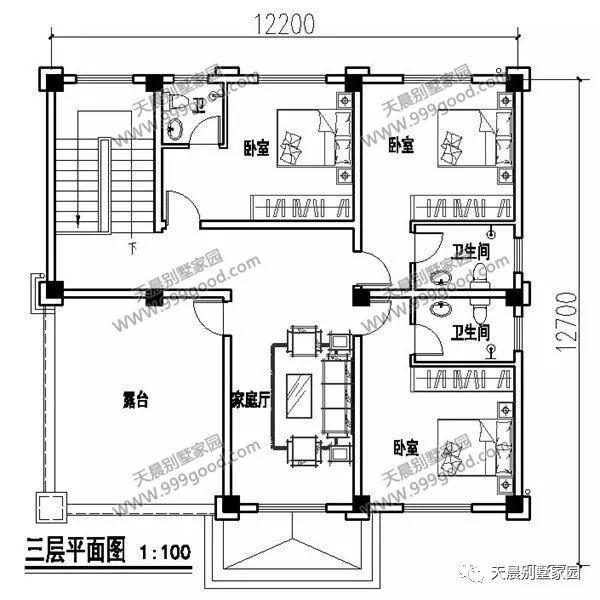開間12米、進深12米三層歐式別墅設計圖，保證你喜歡