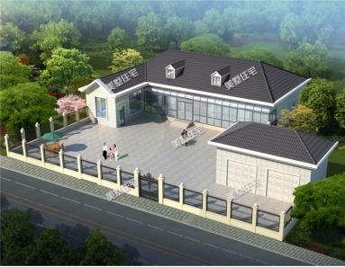 農村一層自建平房圖，院子大的可以當操場