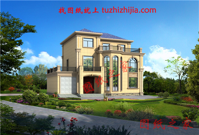 簡潔大氣140平方三層房子設計圖,帶車庫