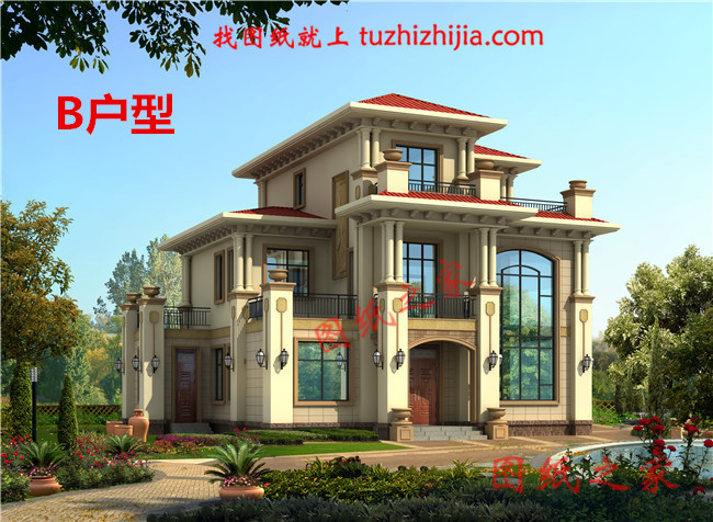 豪華歐式三層別墅住宅設計圖紙,占地面積150平方米