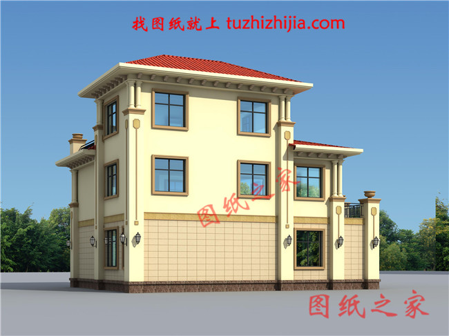 豪華歐式三層別墅住宅設計圖紙,占地面積150平方米