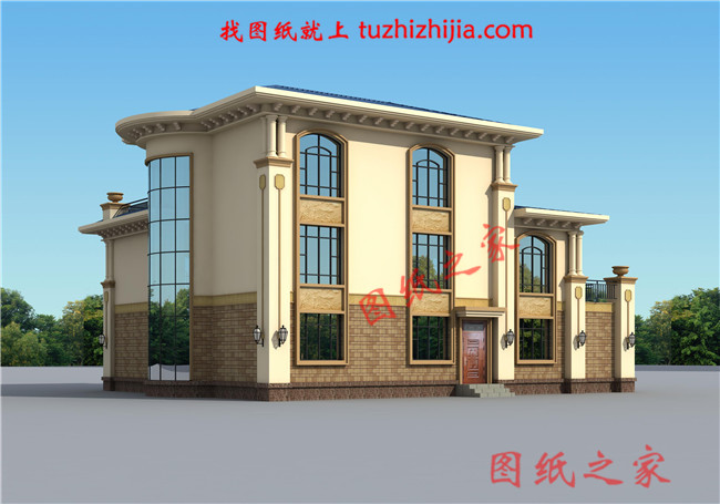 豪華農(nóng)村帶露臺三層樓房別墅設(shè)計圖紙,占地200平方米左右