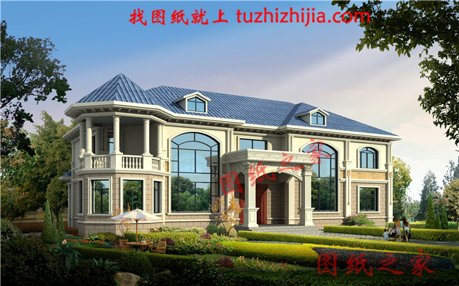 高端豪華二層別墅設計圖紙,占地300平方米,樓梯設計的無比大氣