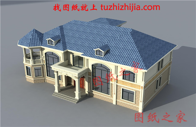 高端豪華二層別墅設計圖紙,占地300平方米,樓梯設計的無比大氣