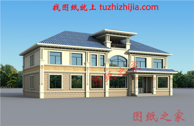 高端豪華二層別墅設計圖紙,占地300平方米,樓梯設計的無比大氣