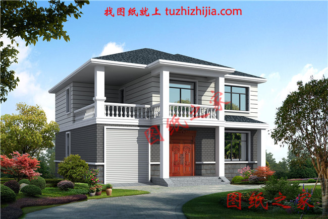 農(nóng)村三間兩層樓房設(shè)計(jì)圖，帶車庫(kù)，戶型簡(jiǎn)單實(shí)用