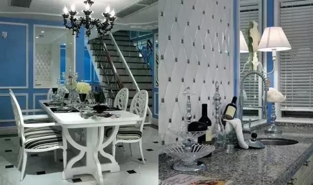 300平歐式藍(lán)調(diào)別墅裝修案例實(shí)拍，浪漫唯美