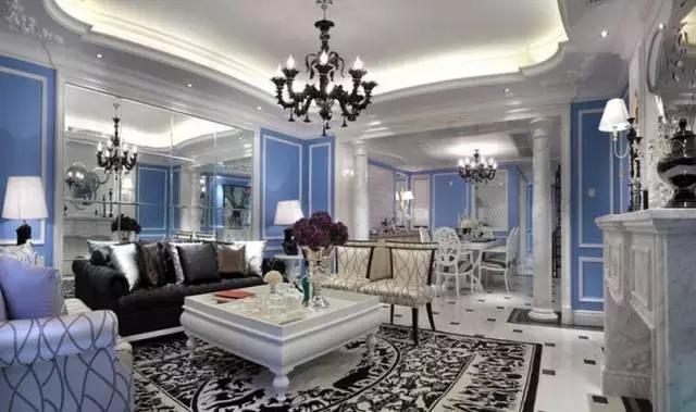 300平歐式藍(lán)調(diào)別墅裝修案例實(shí)拍，浪漫唯美