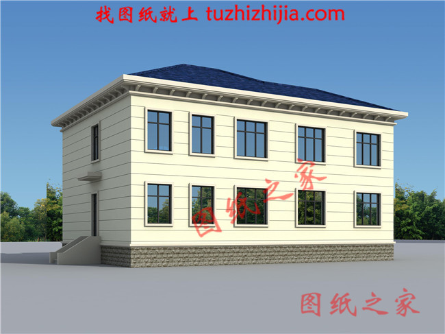 簡單大方四間二層小樓房設計圖，帶車庫，帶大露臺