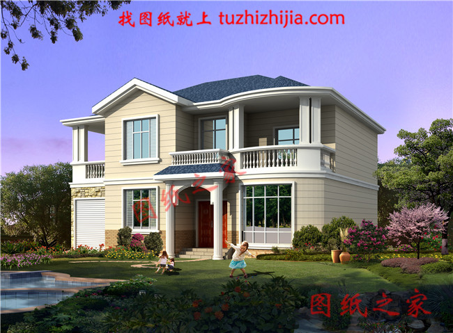 農村四間兩層樓房設計圖，帶車庫，時尚經濟，最適合農村施工的絕佳戶型