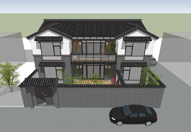 二層帶庭院中式別墅設計方案，喜歡中式建筑的收藏吧